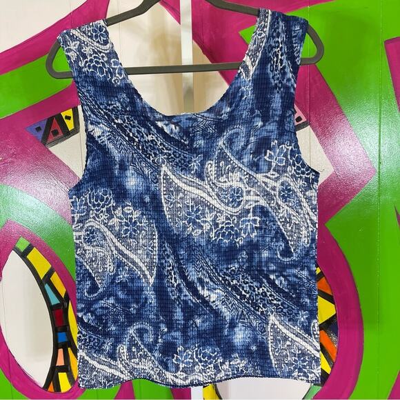 Christopher & Banks, Blue Popcorn Style Stretchy Tank Top. Size XL. - Picture 5 of 6
